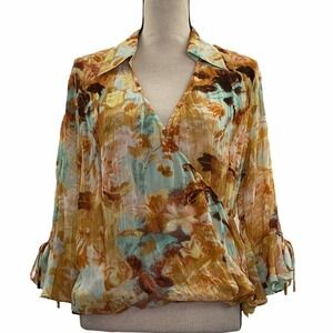 VIOLET & Claire Floral Career-wear Blouse Large